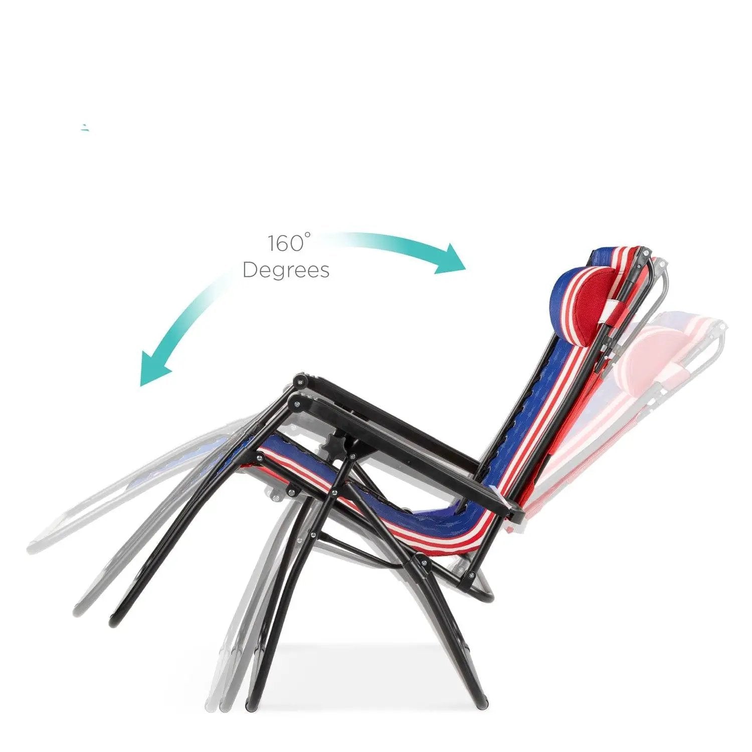 USA American Flag Zero Gravity Reclining Patio Lounge Chair with Canopy by HomePacific