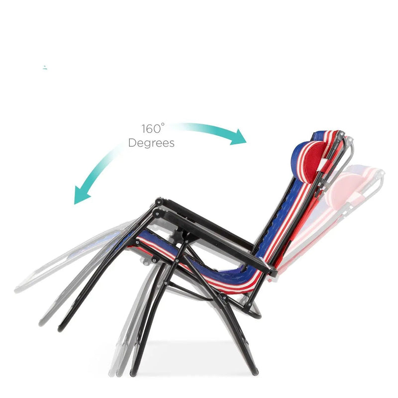 USA American Flag Zero Gravity Reclining Patio Lounge Chair with Canopy by HomePacific