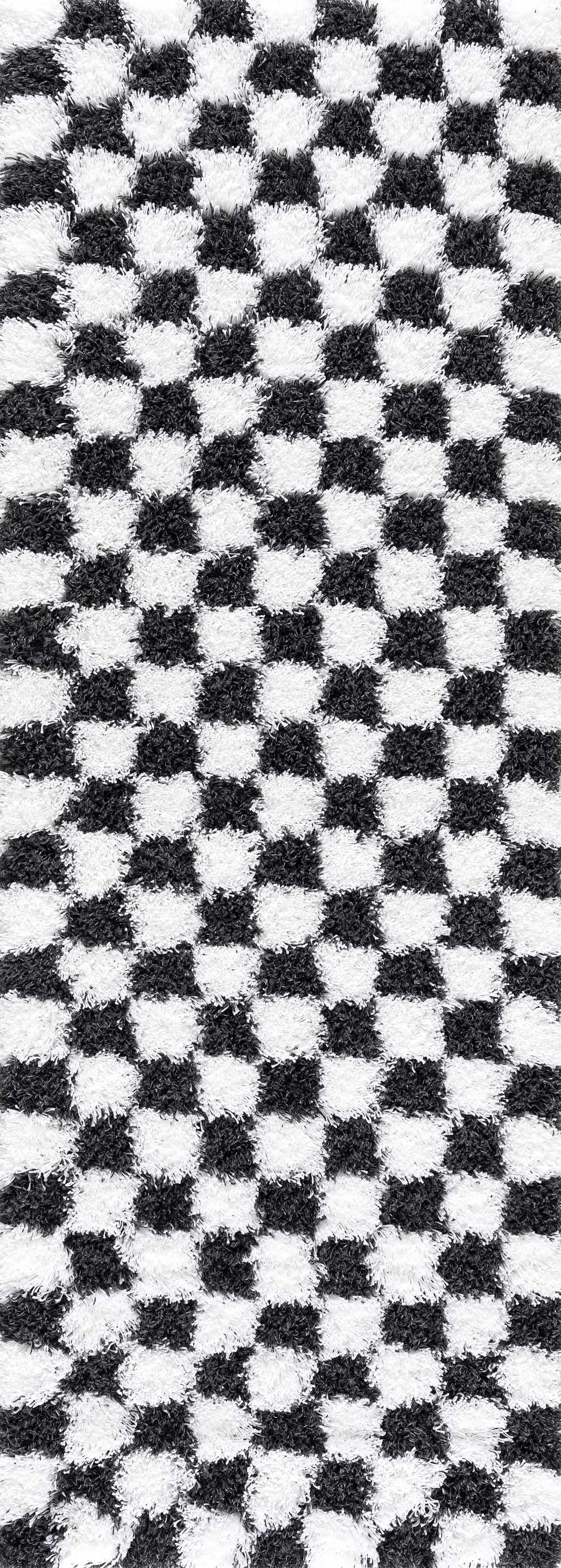 Atira Black & White Checkered Area Rug by Boutique Rugs