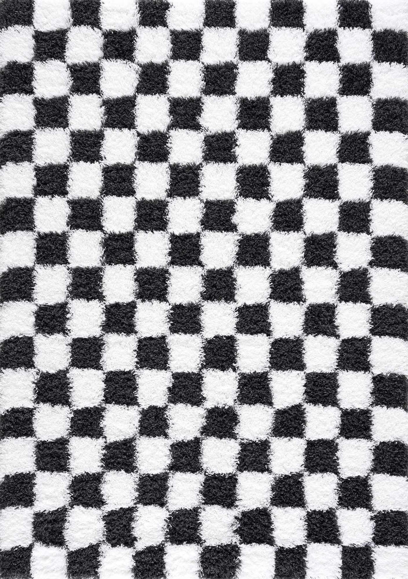 Atira Black & White Checkered Area Rug by Boutique Rugs