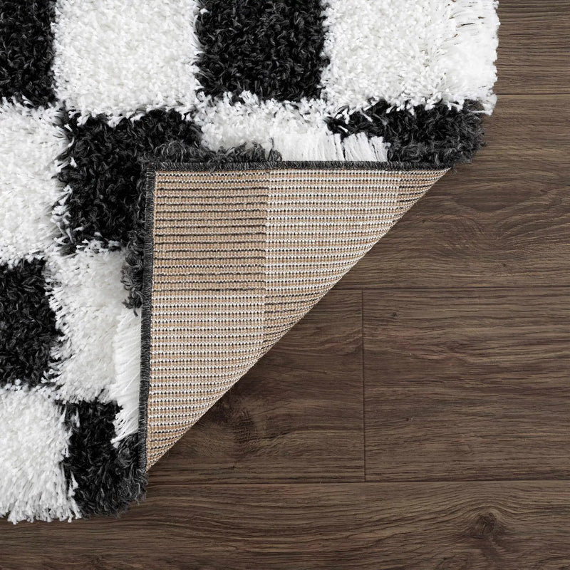 Atira Black & White Checkered Area Rug by Hauteloom