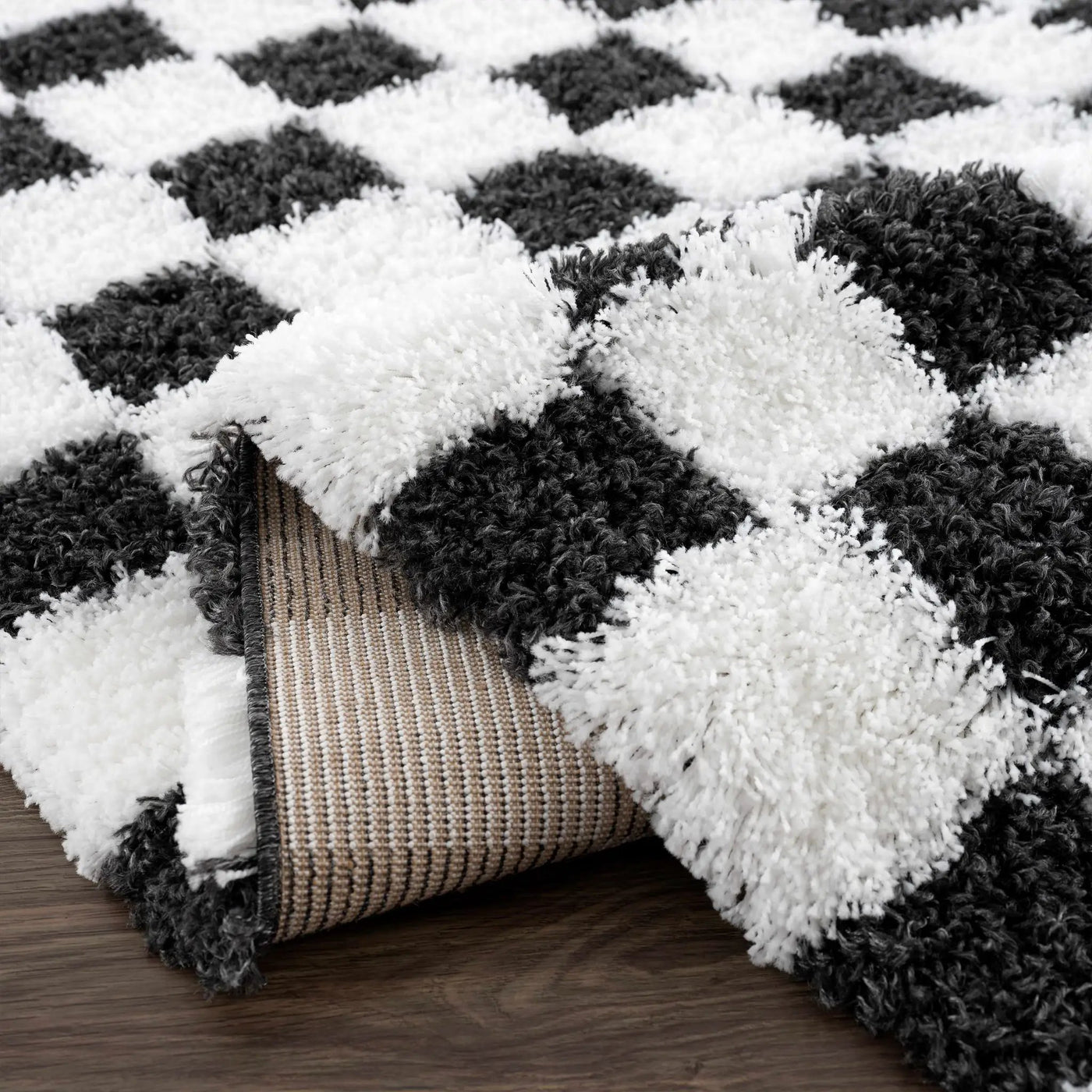 Atira Black & White Checkered Area Rug by Boutique Rugs