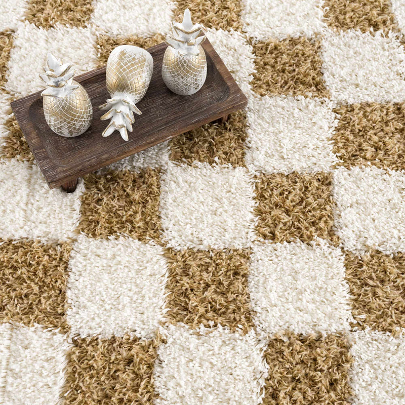 Atira Mustard Checkered Area Rug by Boutique Rugs