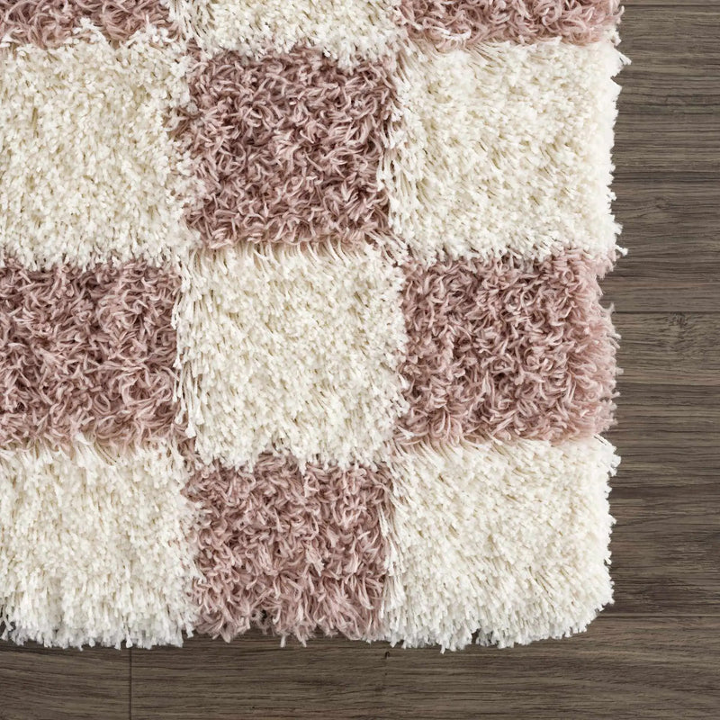 Atira Pink Checkered Area Rug by Hauteloom