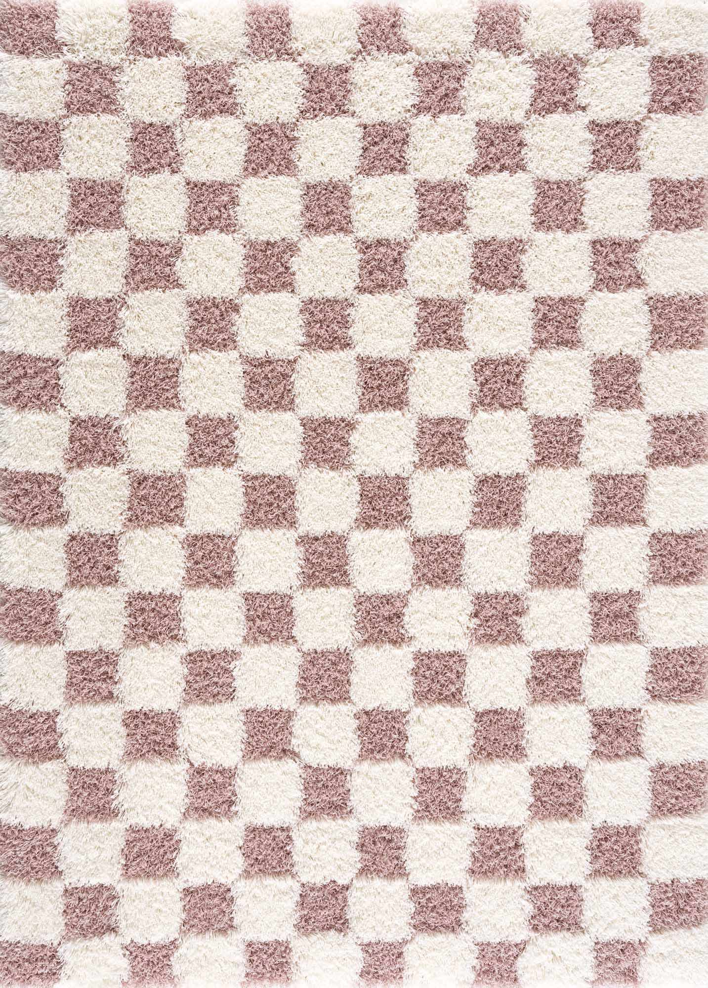 Atira Pink Checkered Shag Rug by Boutique Rugs