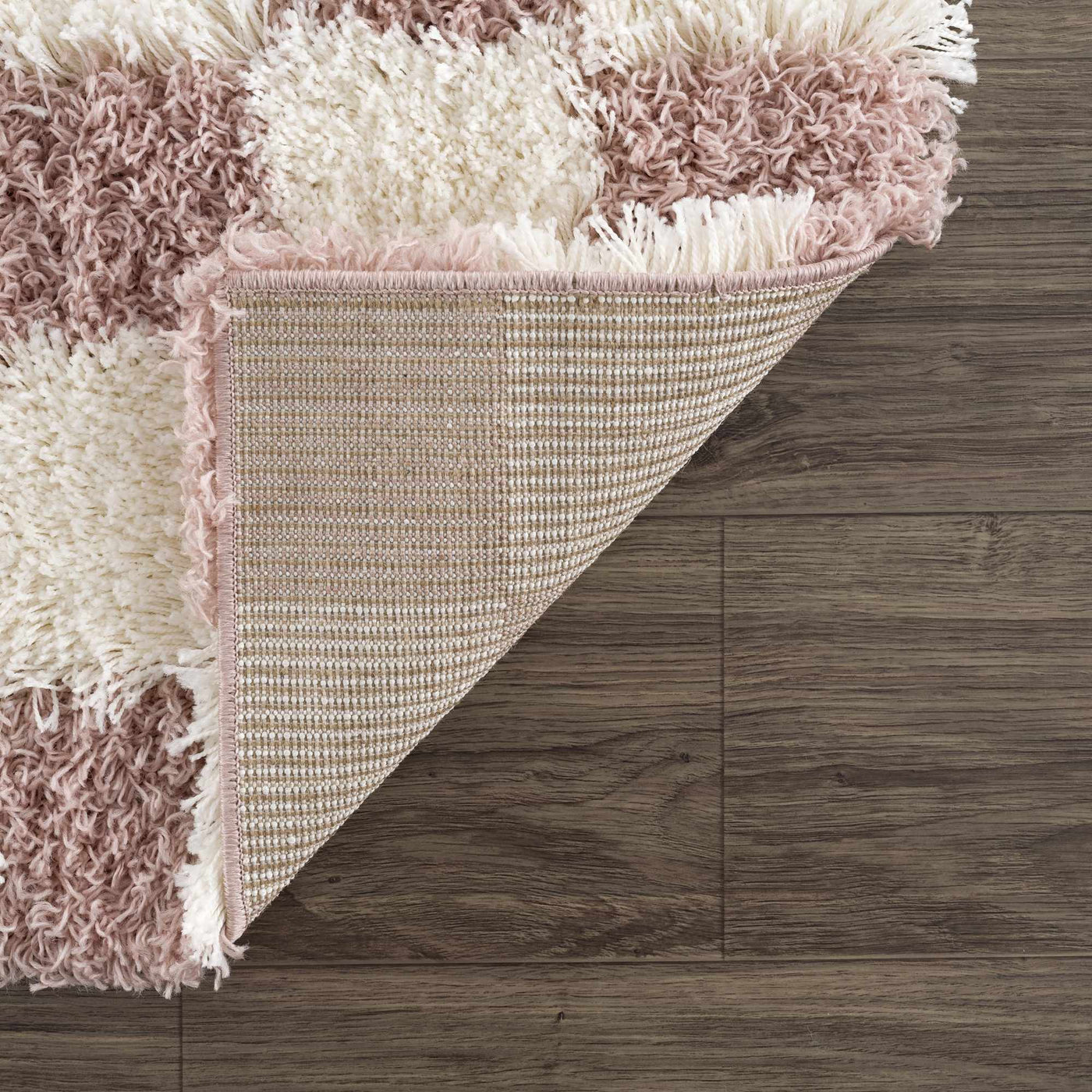 Atira Pink Checkered Shag Rug by Boutique Rugs