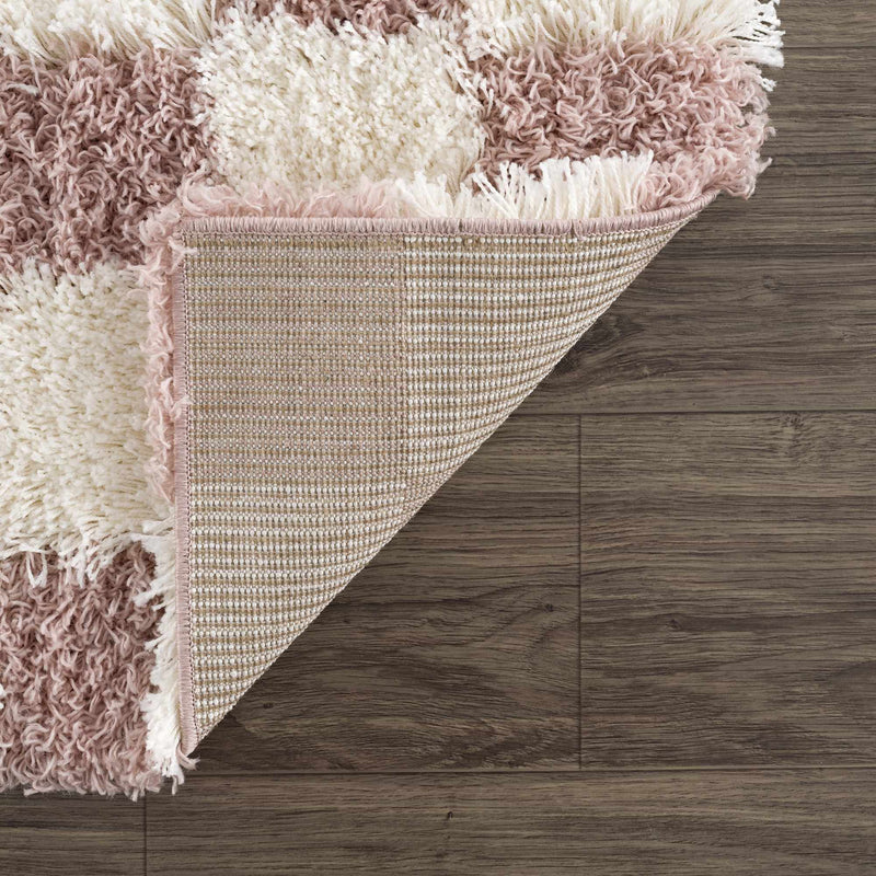 Atira Pink Checkered Shag Rug by Boutique Rugs