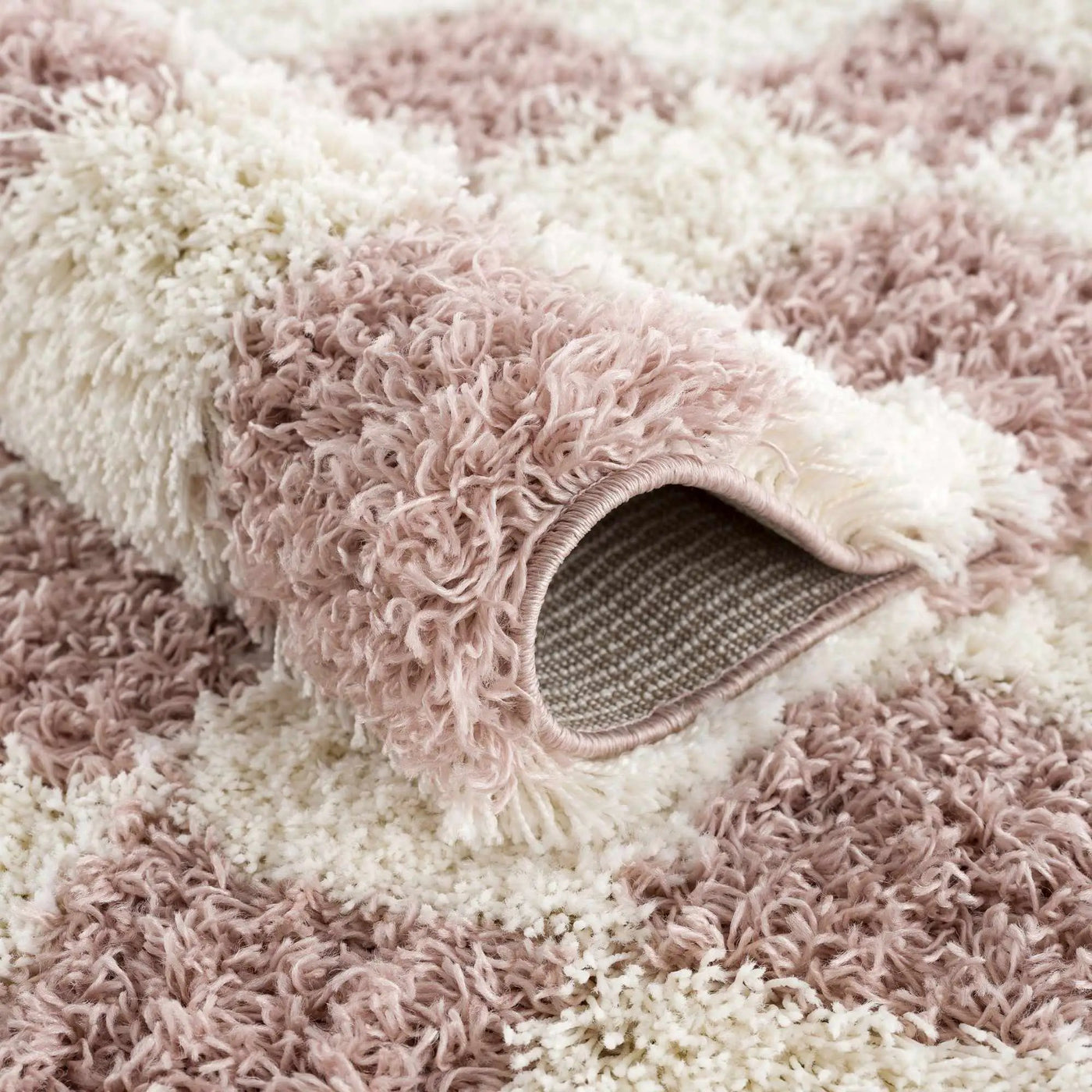Atira Pink Checkered Shag Rug by Boutique Rugs