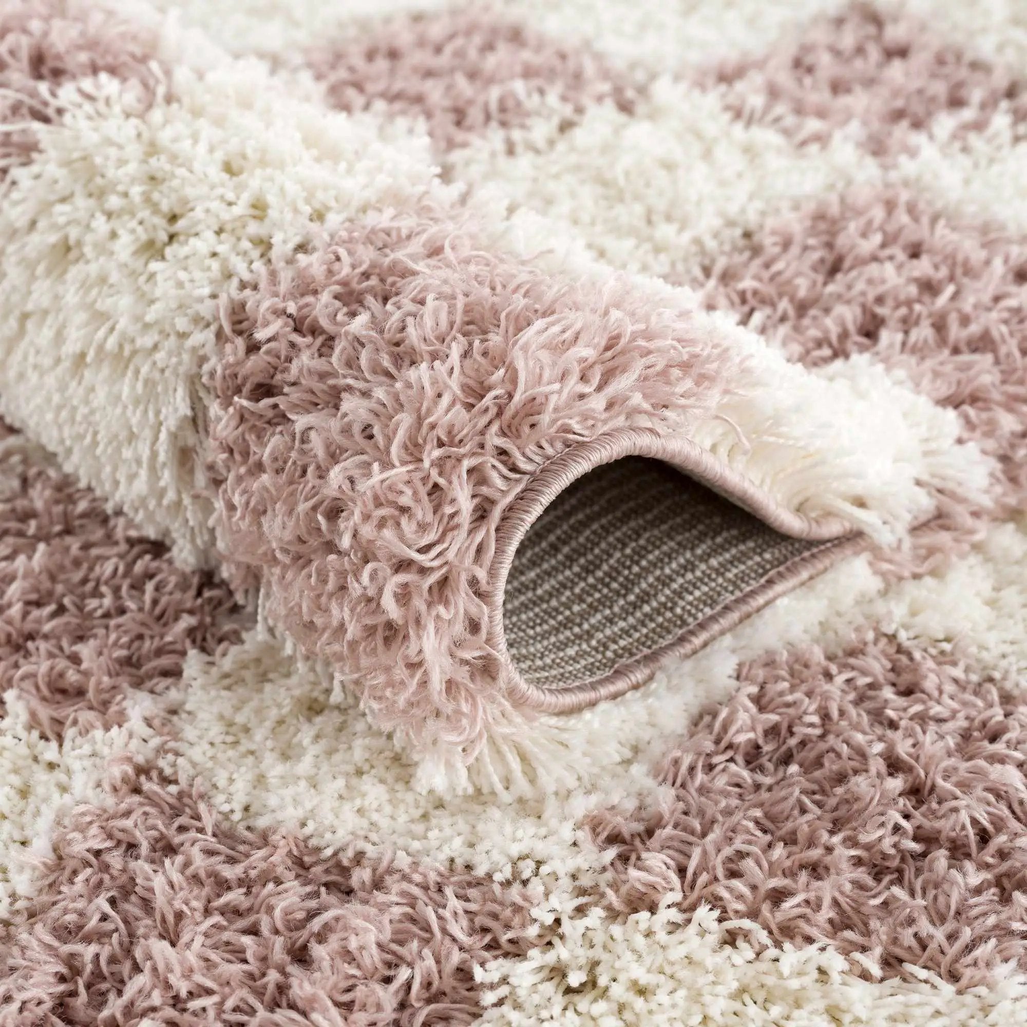 Atira Pink Checkered Shag Rug by Boutique Rugs