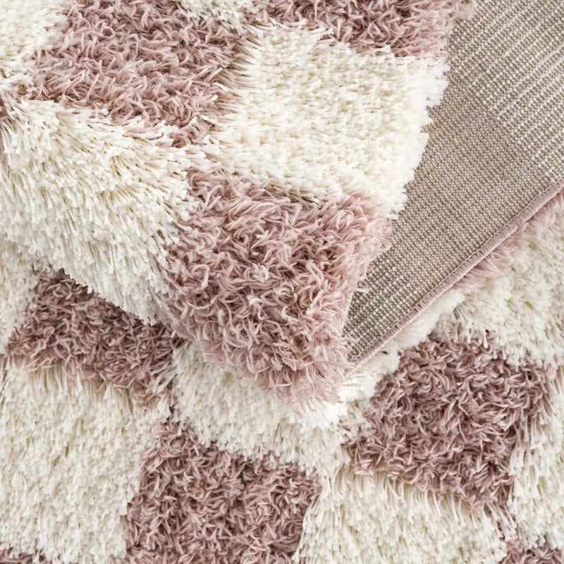 Atira Pink Checkered Area Rug by Hauteloom