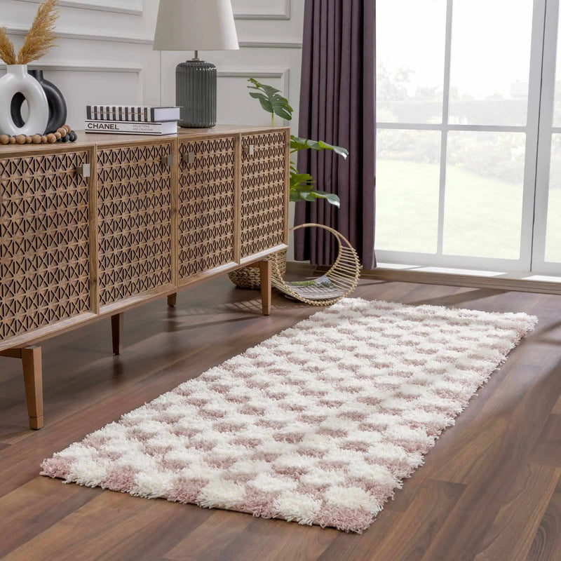 Atira Pink Checkered Area Rug by Hauteloom