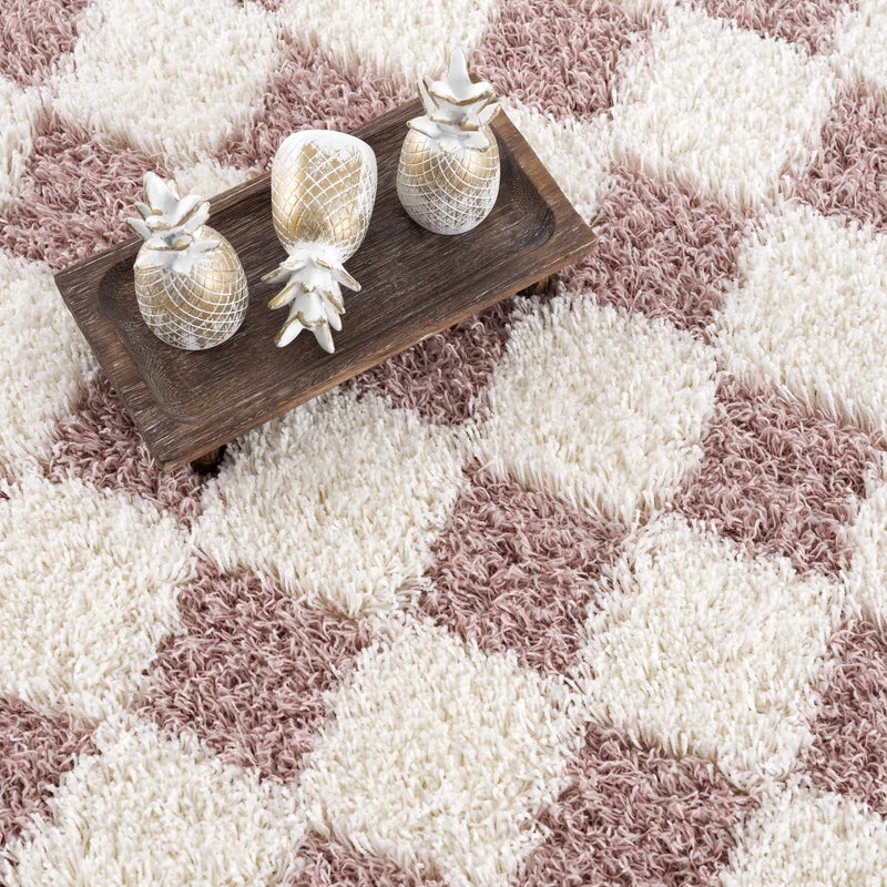 Atira Pink Checkered Area Rug by Hauteloom