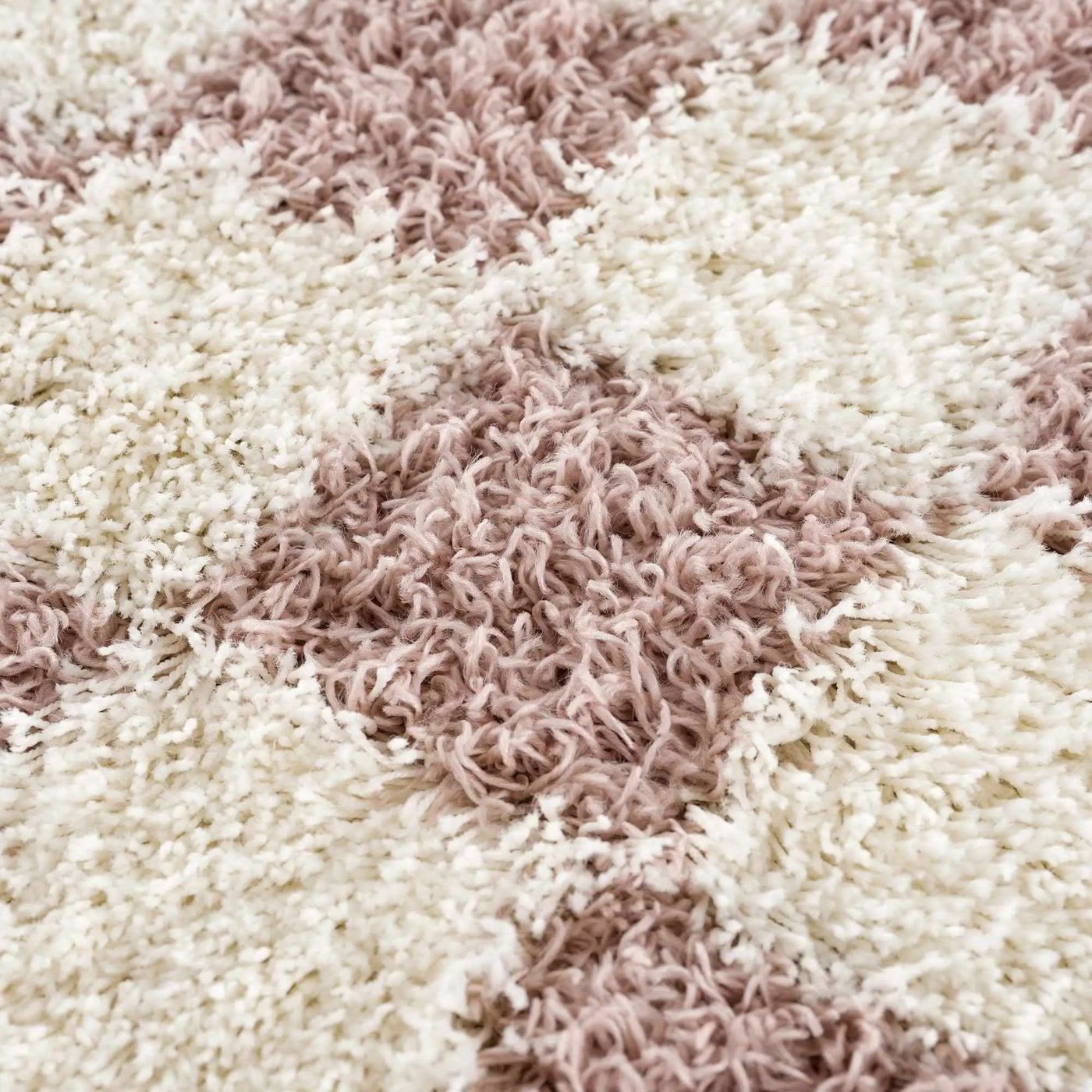 Atira Pink Checkered Shag Rug by Boutique Rugs