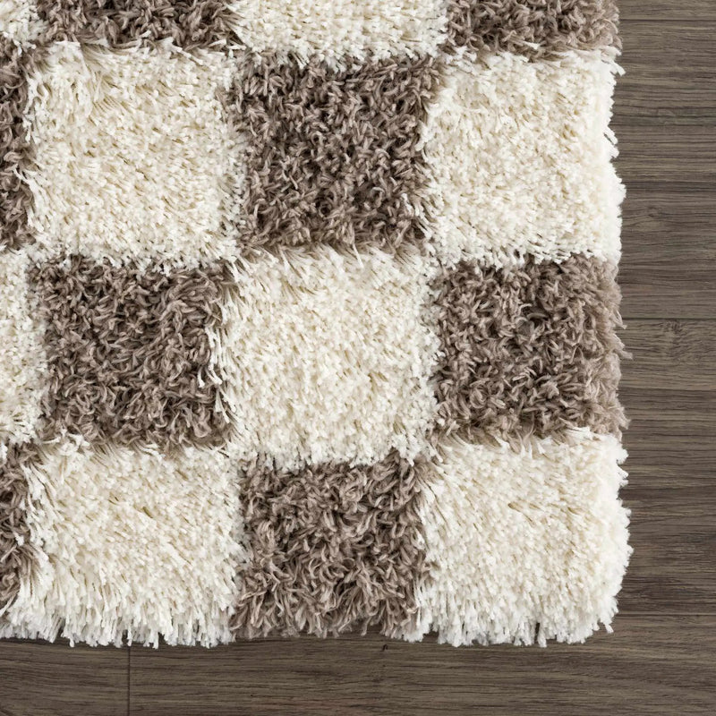 Atira Brown Checkered Area Rug by Boutique Rugs