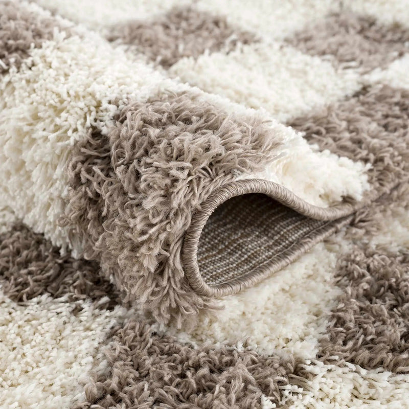 Atira Brown Checkered Area Rug by Hauteloom