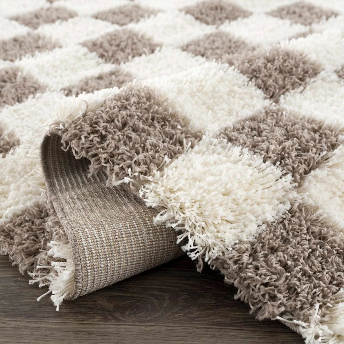 Atira Brown Checkered Area Rug by Hauteloom
