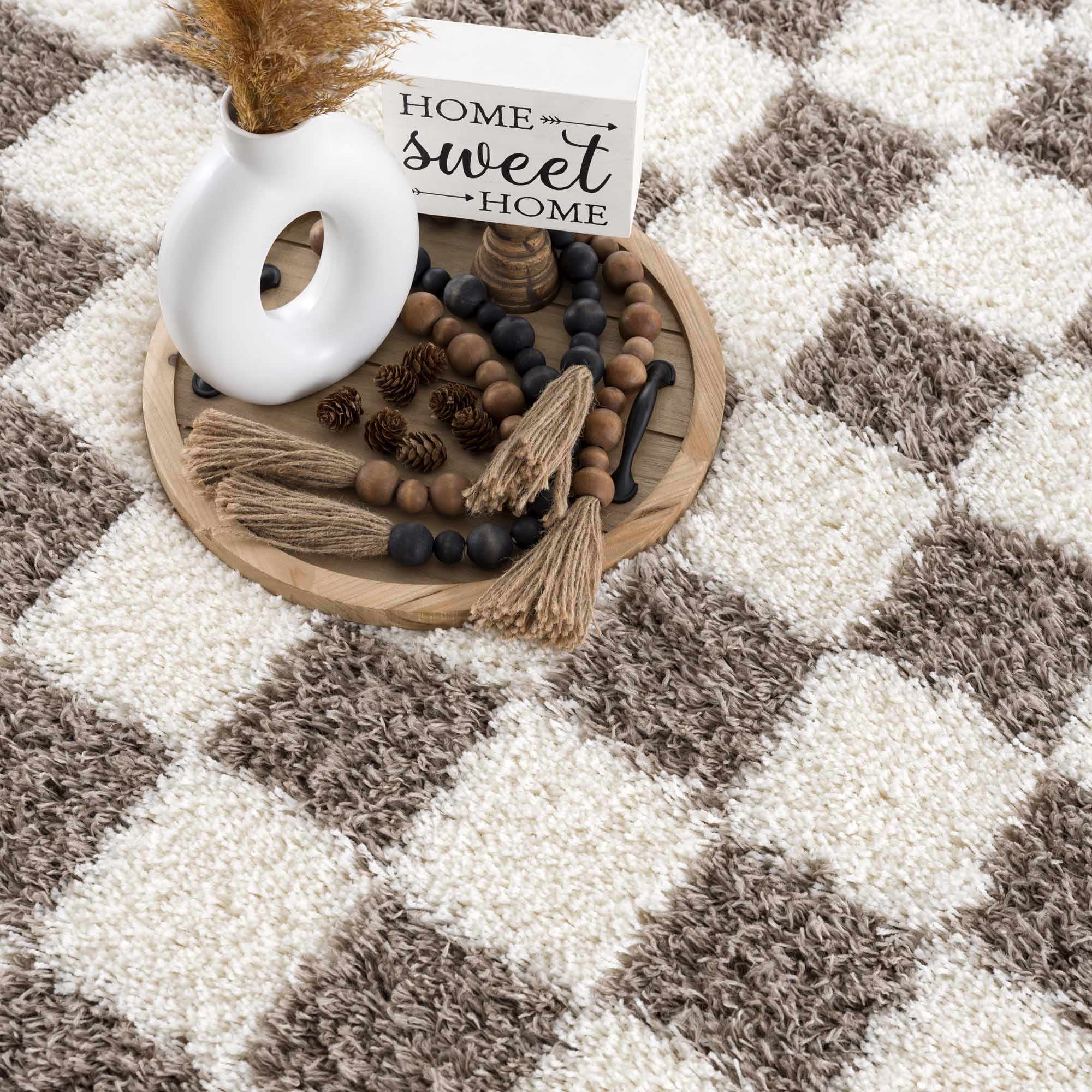 Atira Brown Checkered Area Rug by Hauteloom