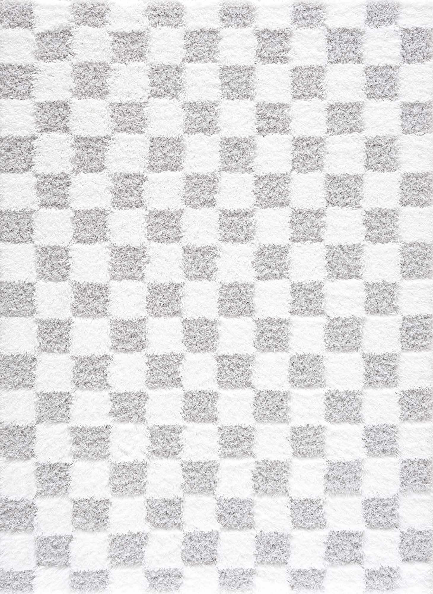 Atira Gray Checkered Area Rug by Boutique Rugs