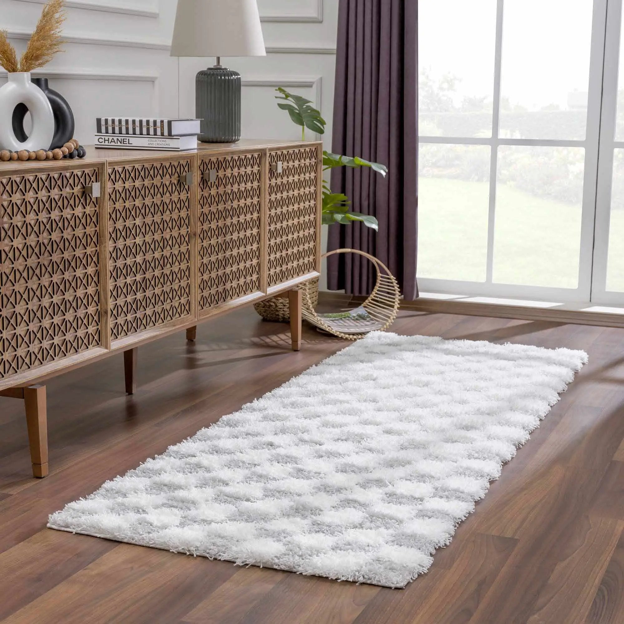 Atira Gray Checkered Area Rug by Boutique Rugs