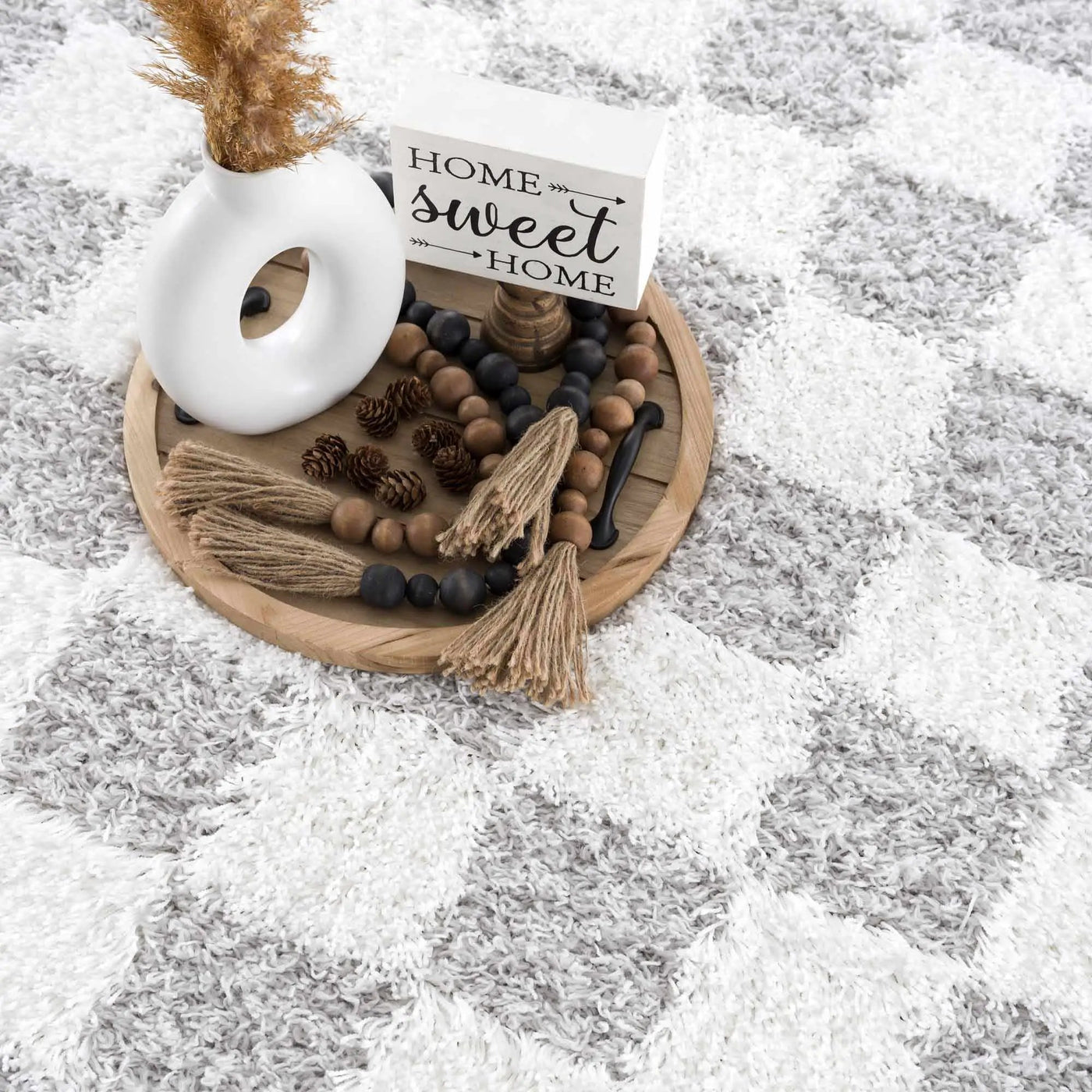 Atira Gray Checkered Area Rug by Boutique Rugs