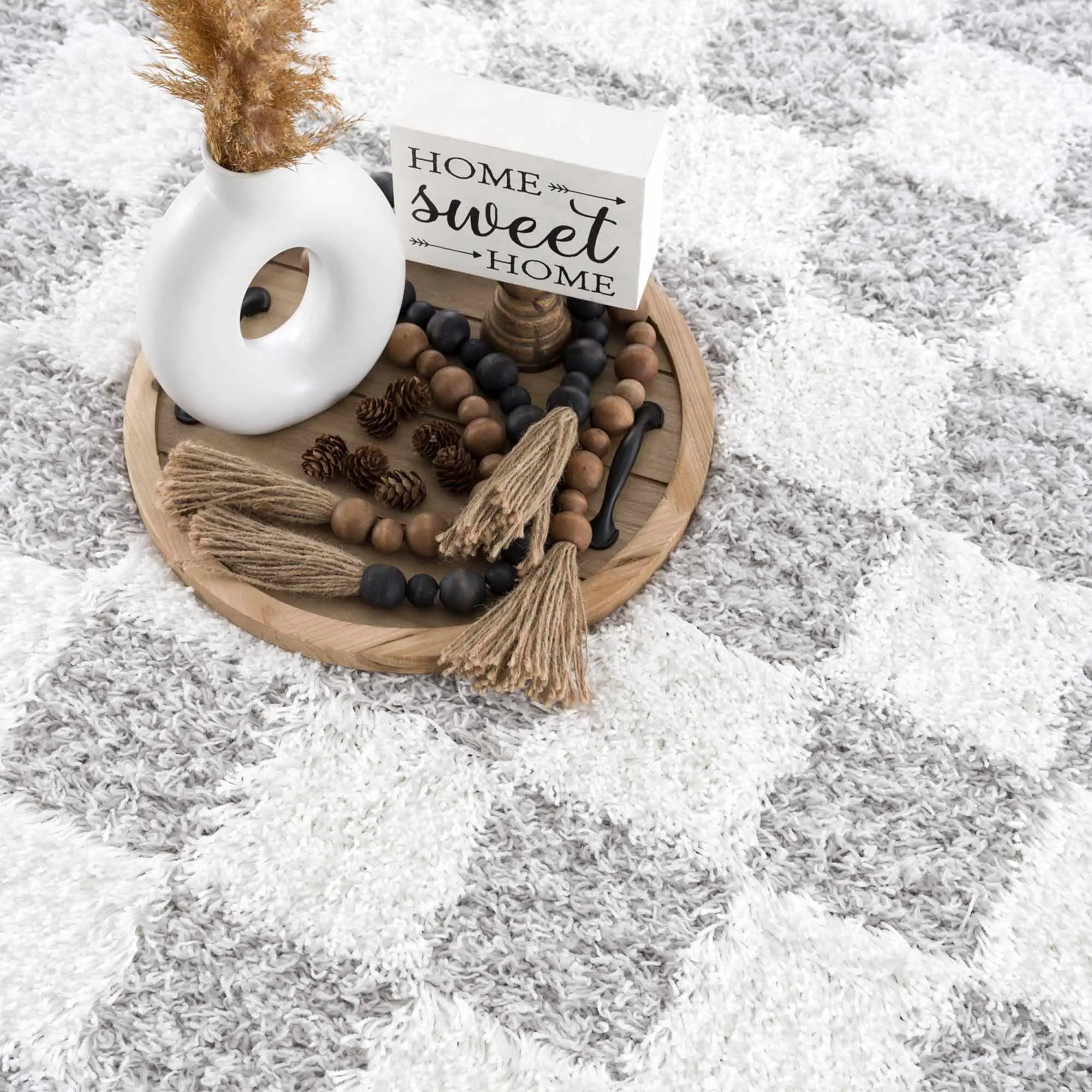 Atira Gray Checkered Area Rug by Boutique Rugs