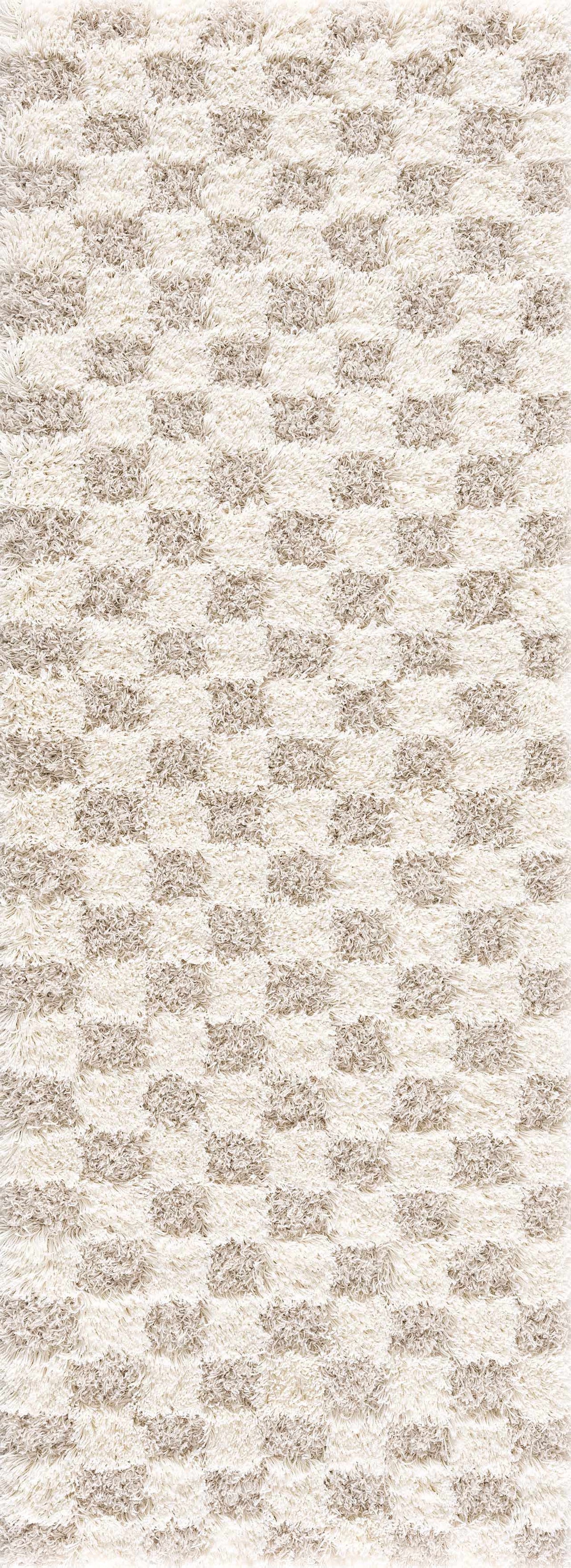 Atira Light Brown Checkered Area Rug by Hauteloom