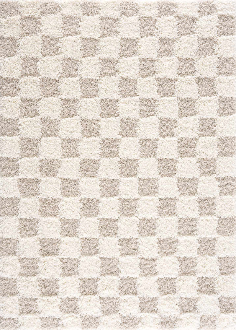 Atira Light Brown Checkered Area Rug by Hauteloom