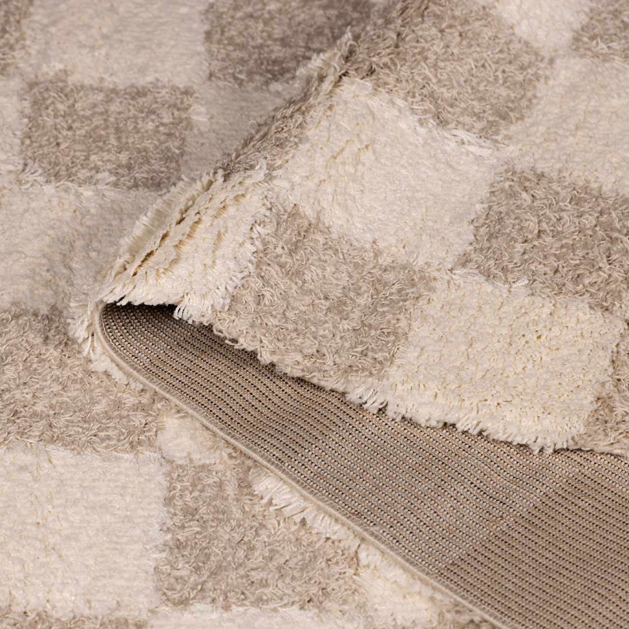 Atira Light Brown Checkered Area Rug by Boutique Rugs
