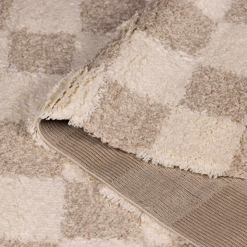 Atira Light Brown Checkered Area Rug by Boutique Rugs
