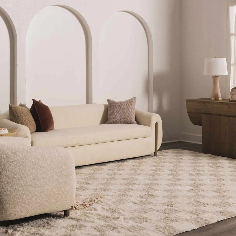 Atira Light Brown Checkered Area Rug by Boutique Rugs