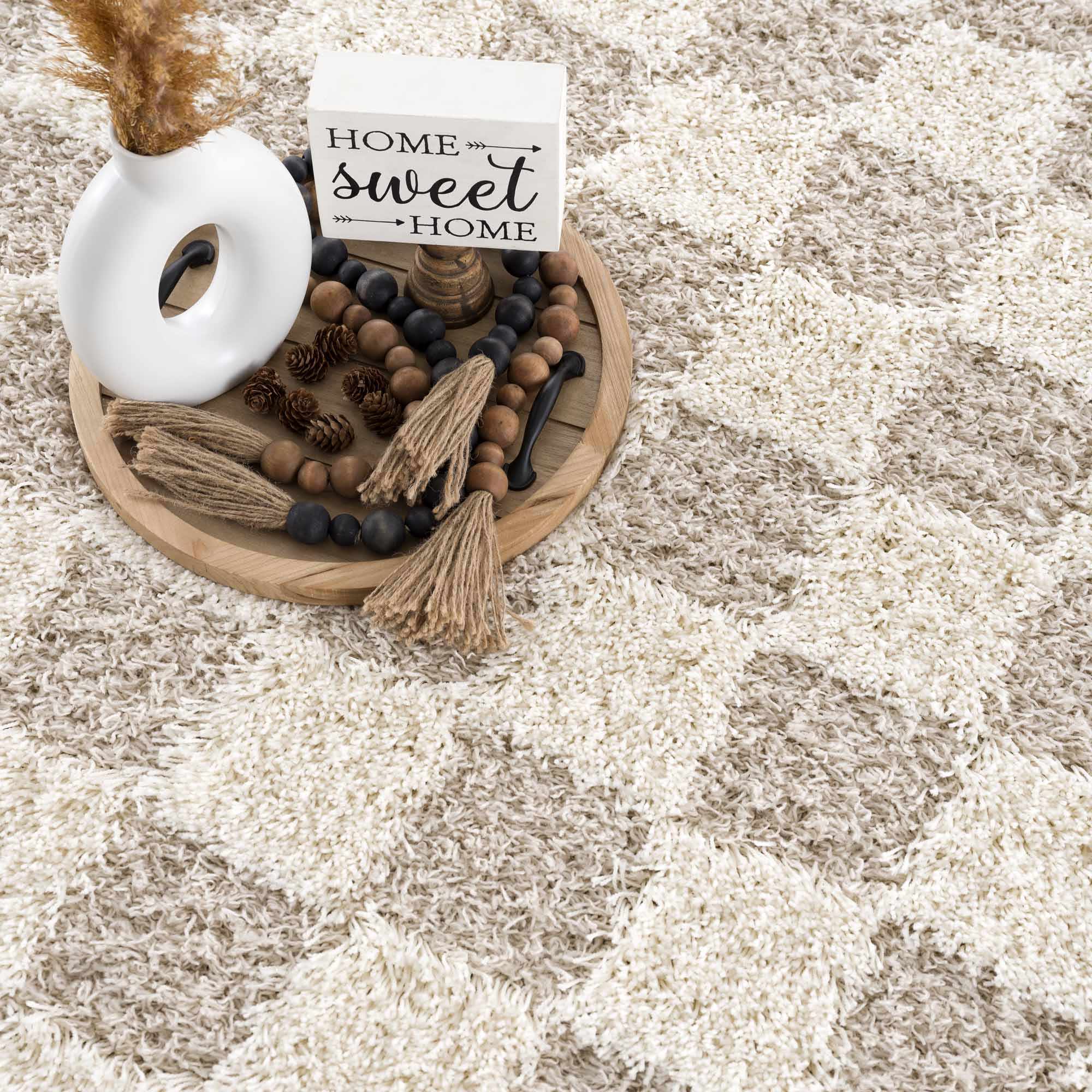 Atira Light Brown Checkered Area Rug by Hauteloom