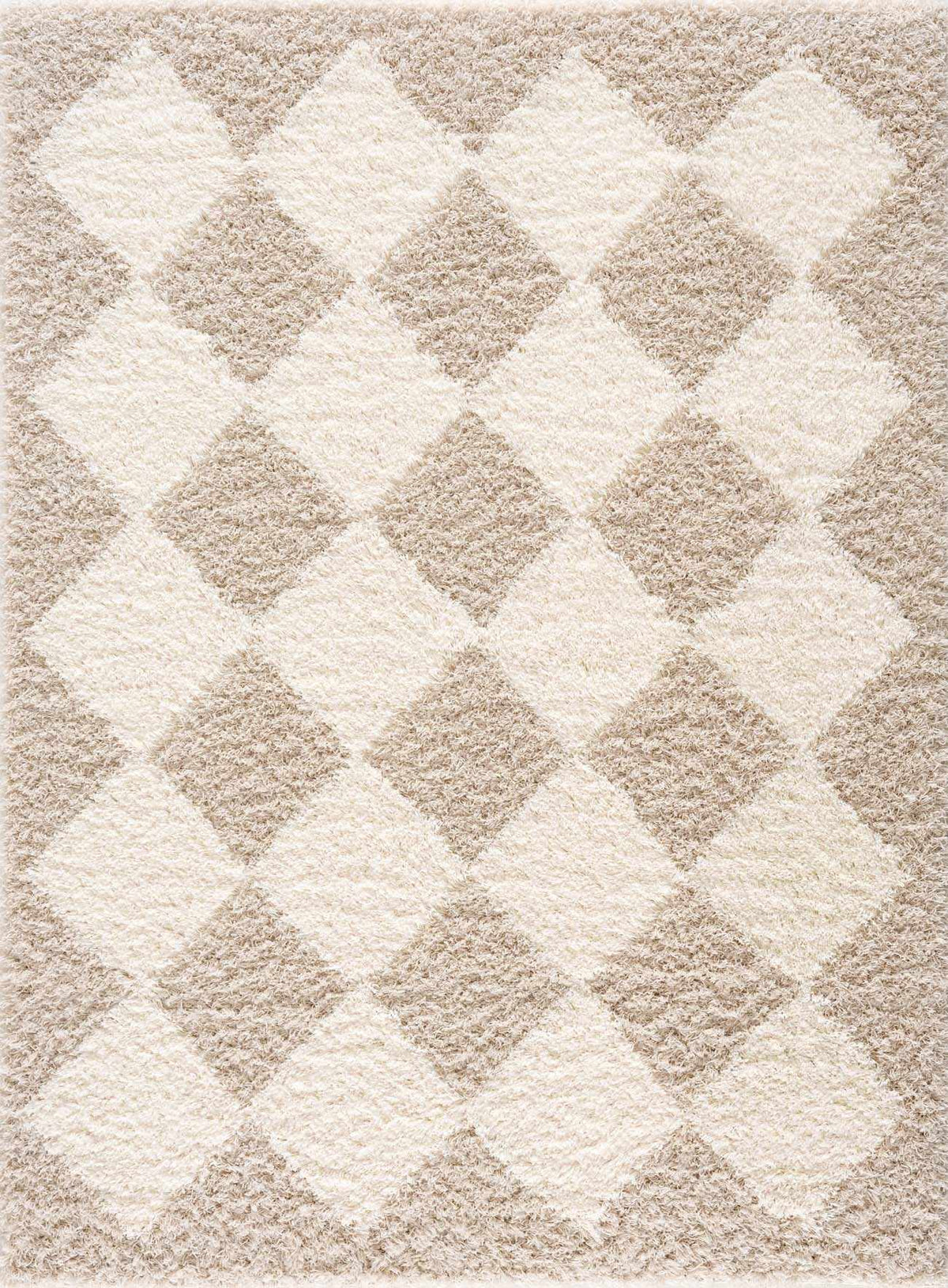 Zahur Cream & Beige Diamond Area Rug by Hauteloom