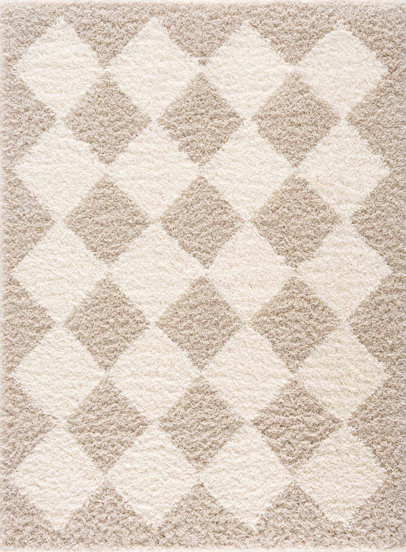 Zahur Cream & Beige Diamond Area Rug by Hauteloom