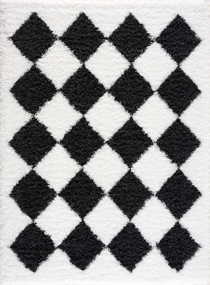 Zahur Black & White Diamond Area Rug - Clearance by Boutique Rugs
