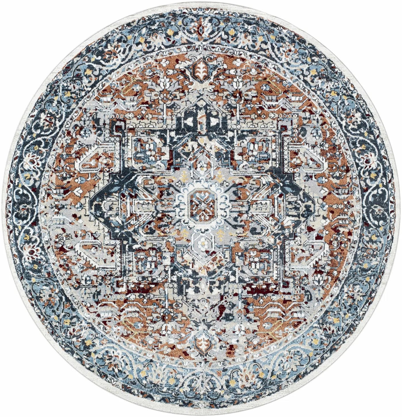Cabacungan Blue & Rust Washable Area Rug - Clearance by Boutique Rugs