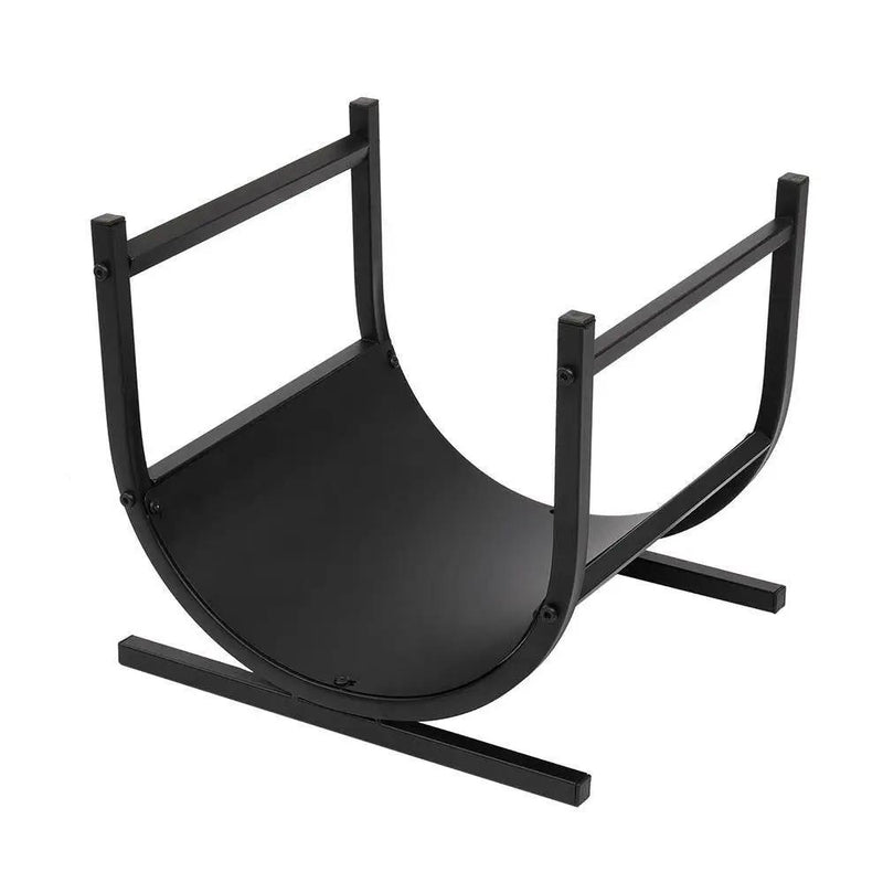 Modern Classic Black Steel Firewood Rack Log Holder for Indoor or Outdoor Use by HomePacific