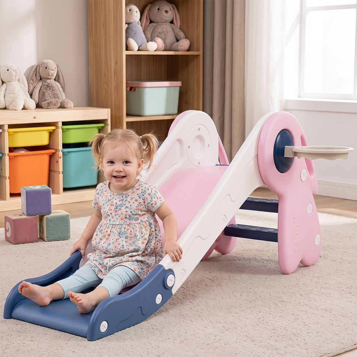 3 in 1 Toddler Slide Baby Slide Climber Playset with Basketball Hoop and Basketball, photo 17 of 17