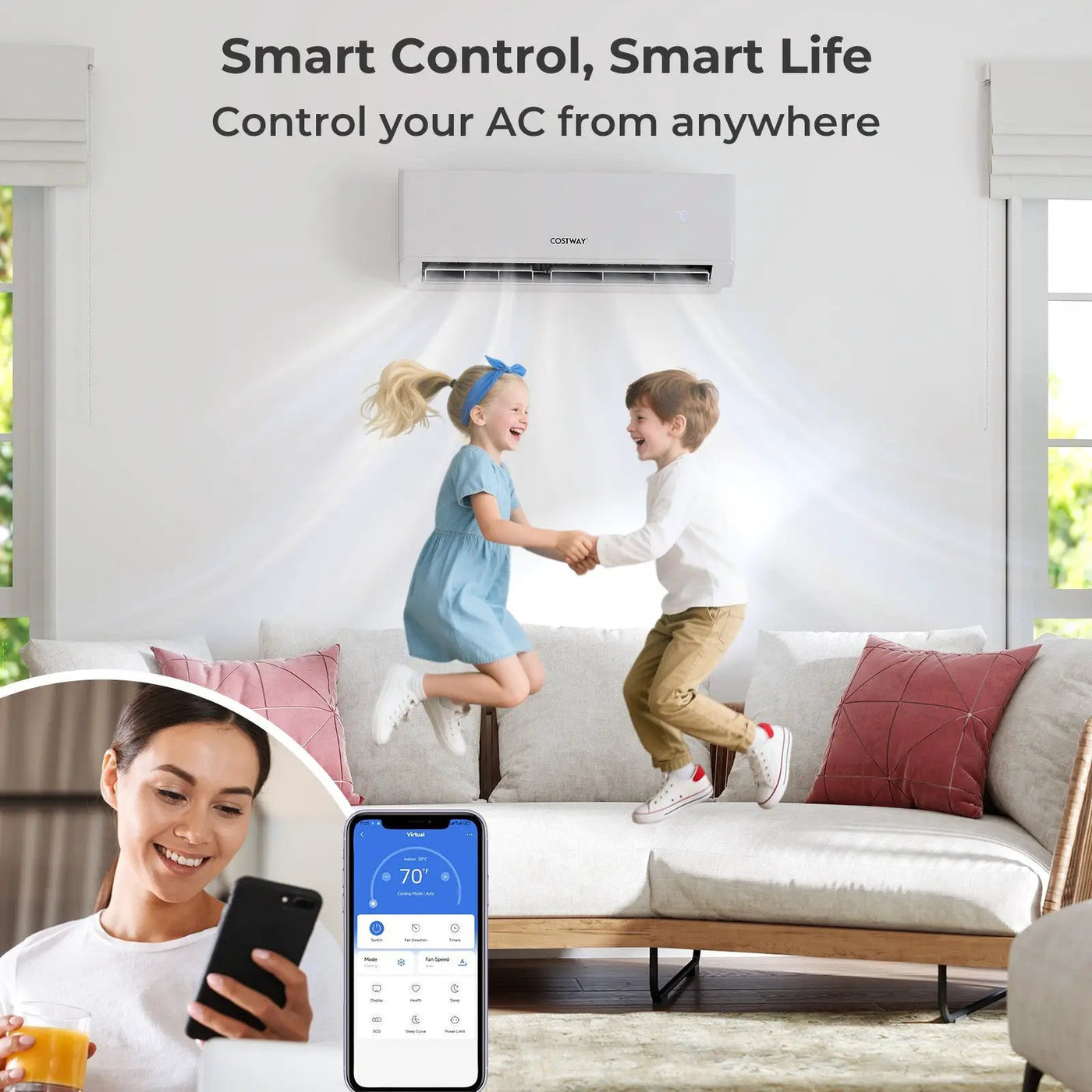 36000 BTU 3 Zone 23 SEER2 Mini Split Air Conditioner Wifi Enabled with Heat Pump by DirectDeals