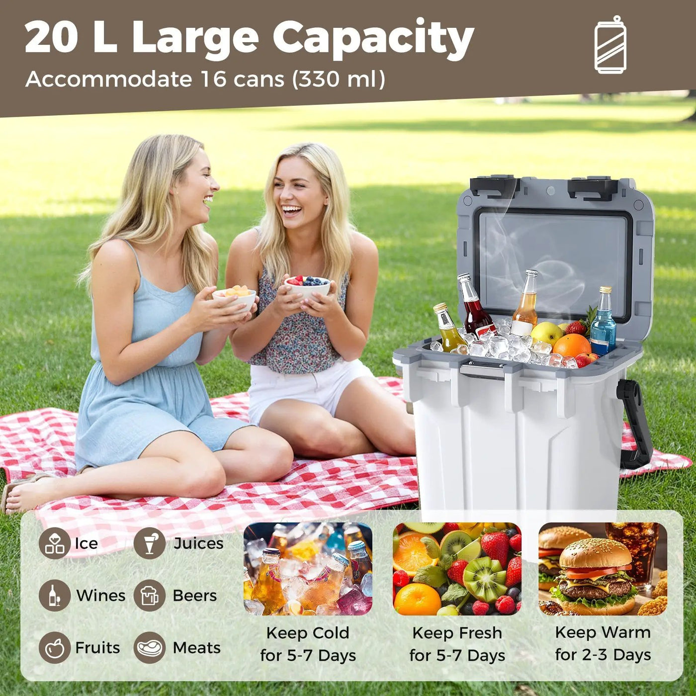 Ultra-Light Injection Molded Cooler 21 QT Hard Ice Chest by DirectDeals