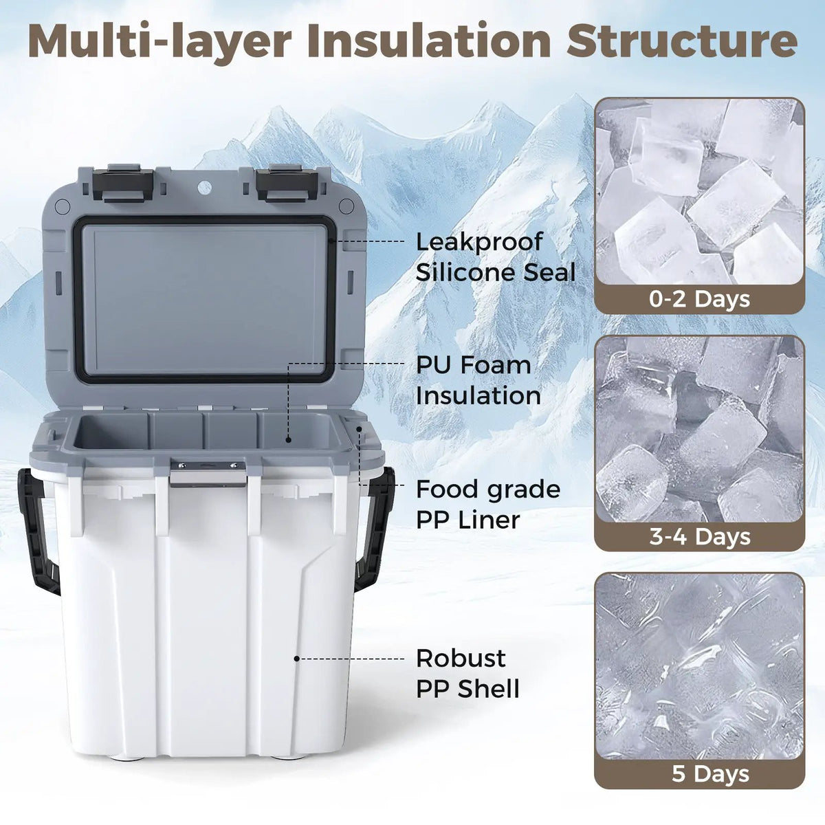 Ultra-Light Injection Molded Cooler 21 QT Hard Ice Chest by DirectDeals