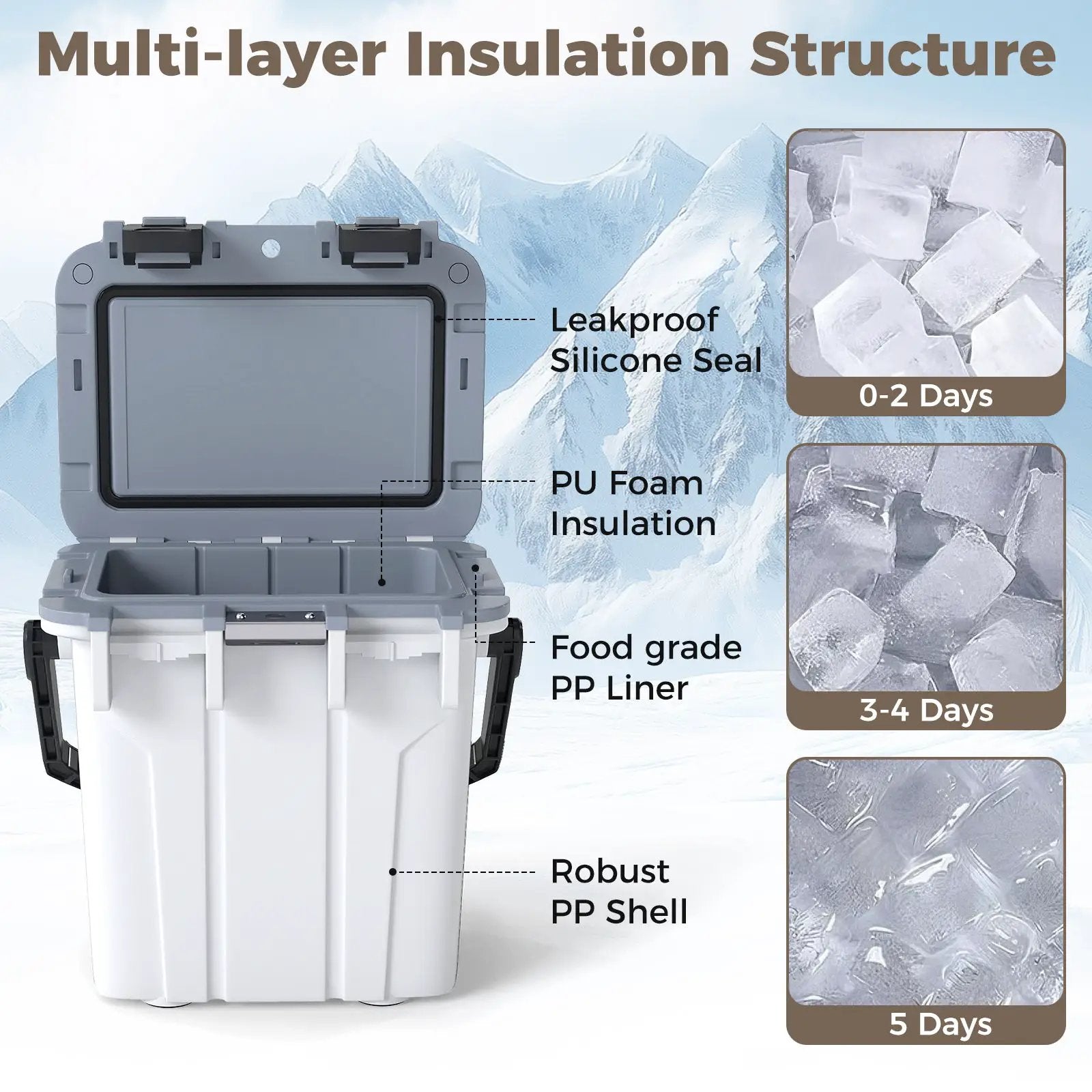 Ultra-Light Injection Molded Cooler 21 QT Hard Ice Chest by DirectDeals