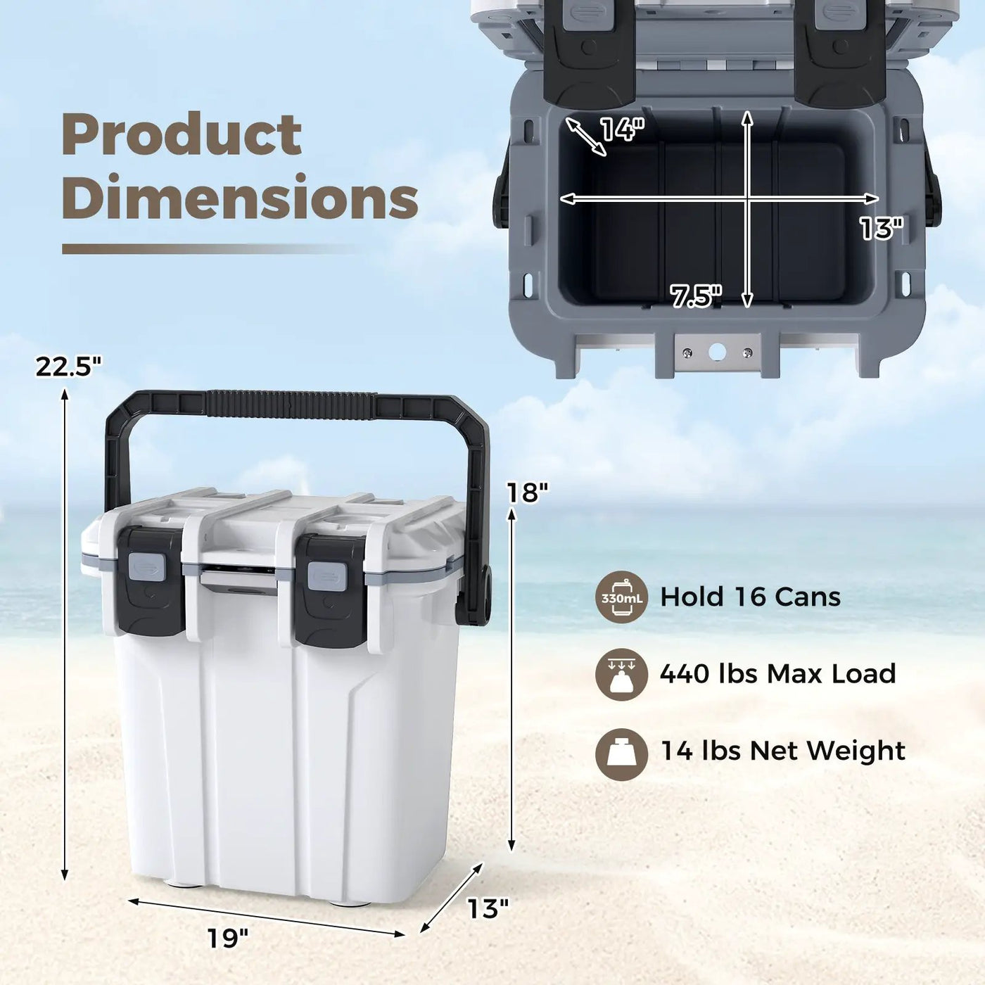 Ultra-Light Injection Molded Cooler 21 QT Hard Ice Chest by DirectDeals