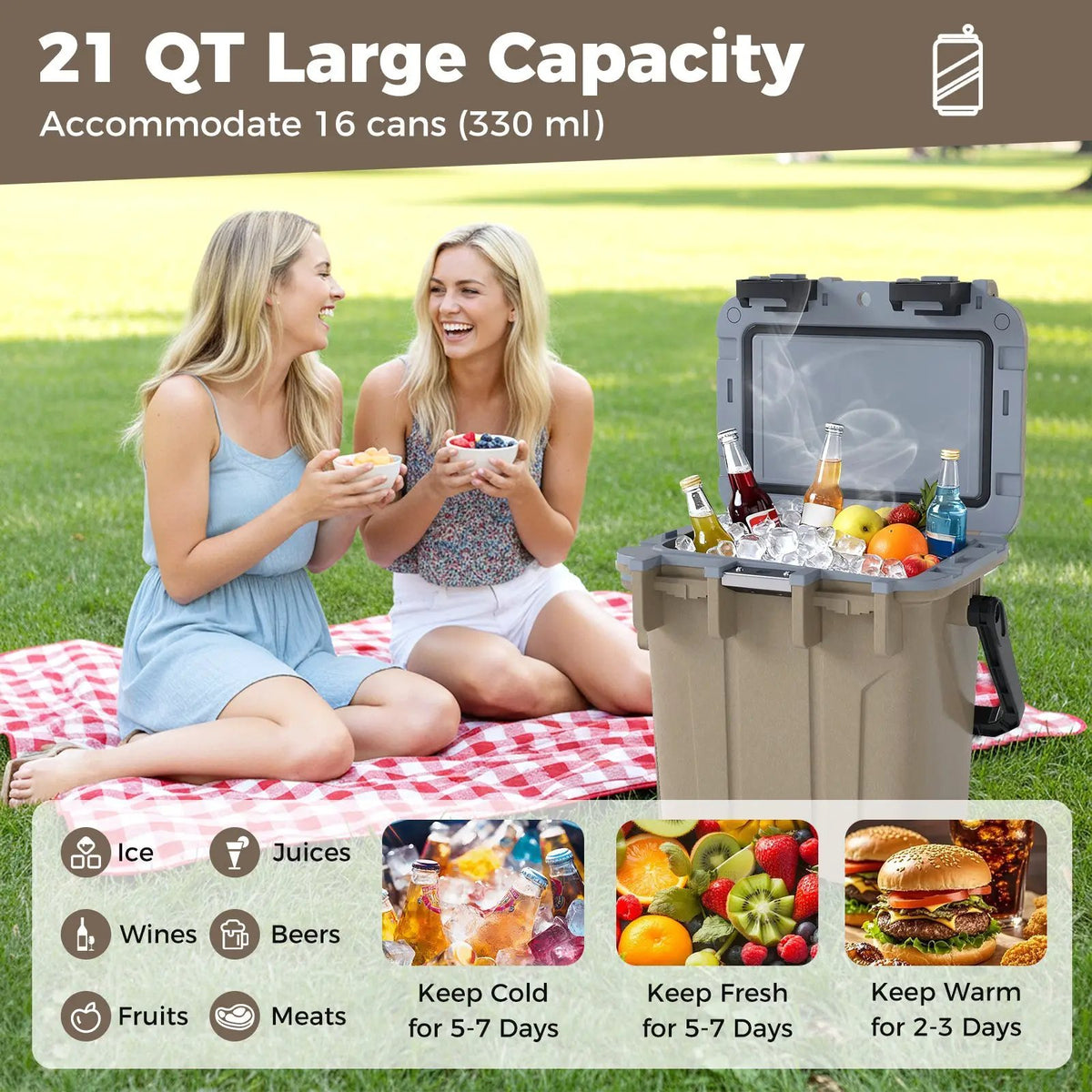 Ultra-Light Injection Molded Cooler 21 QT Hard Ice Chest by DirectDeals
