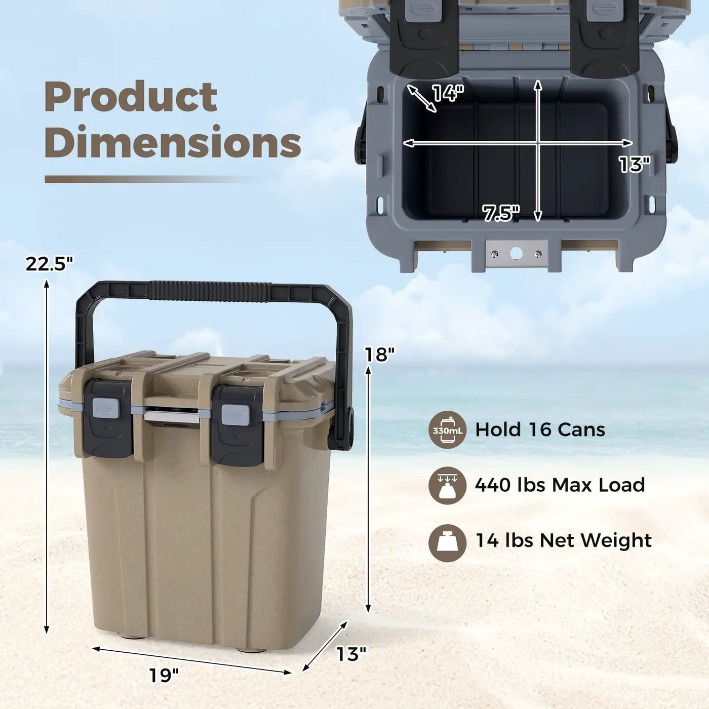 Ultra-Light Injection Molded Cooler 21 QT Hard Ice Chest by DirectDeals