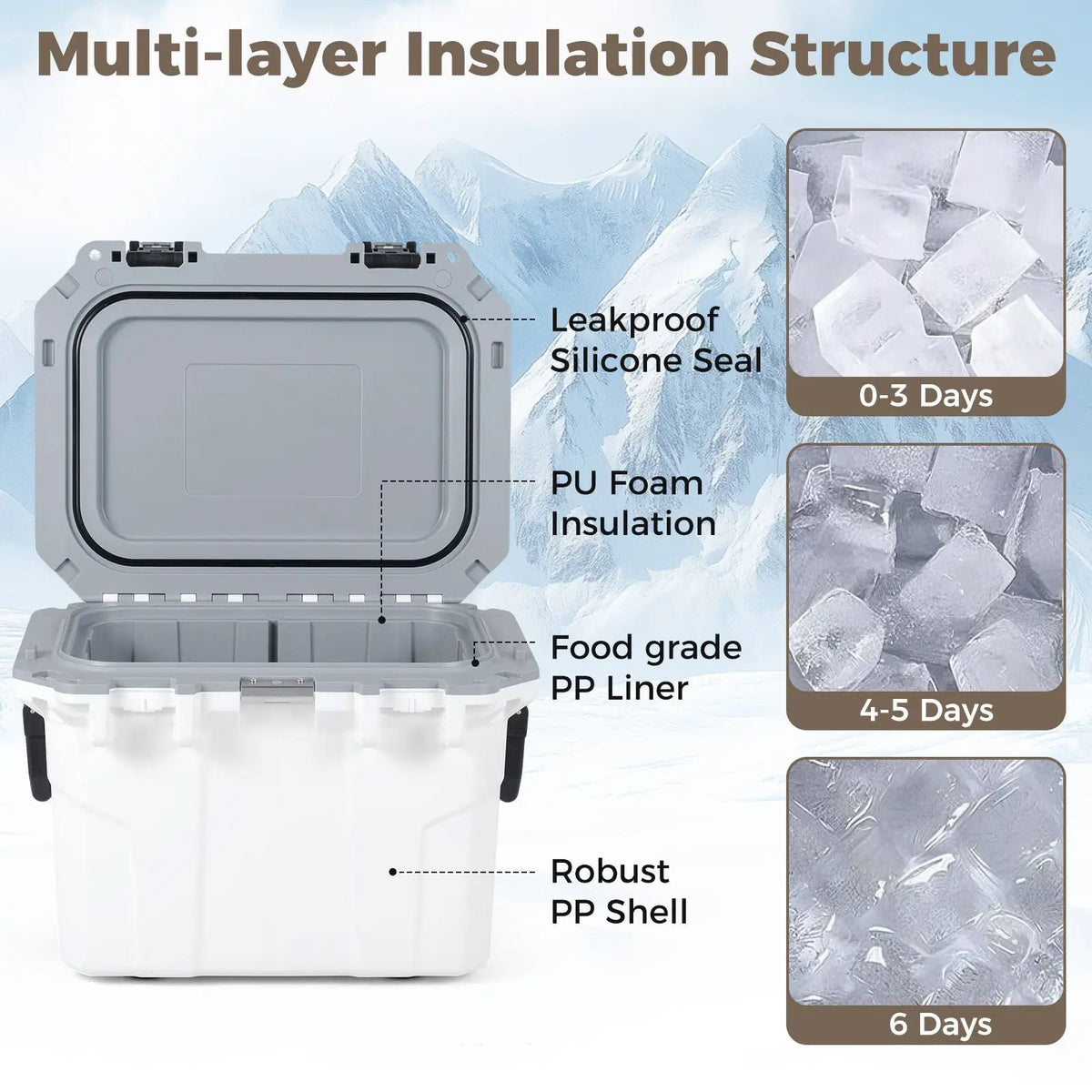 Ultra-Light Injection Molded Cooler 53 QT Hard Ice Chest by DirectDeals