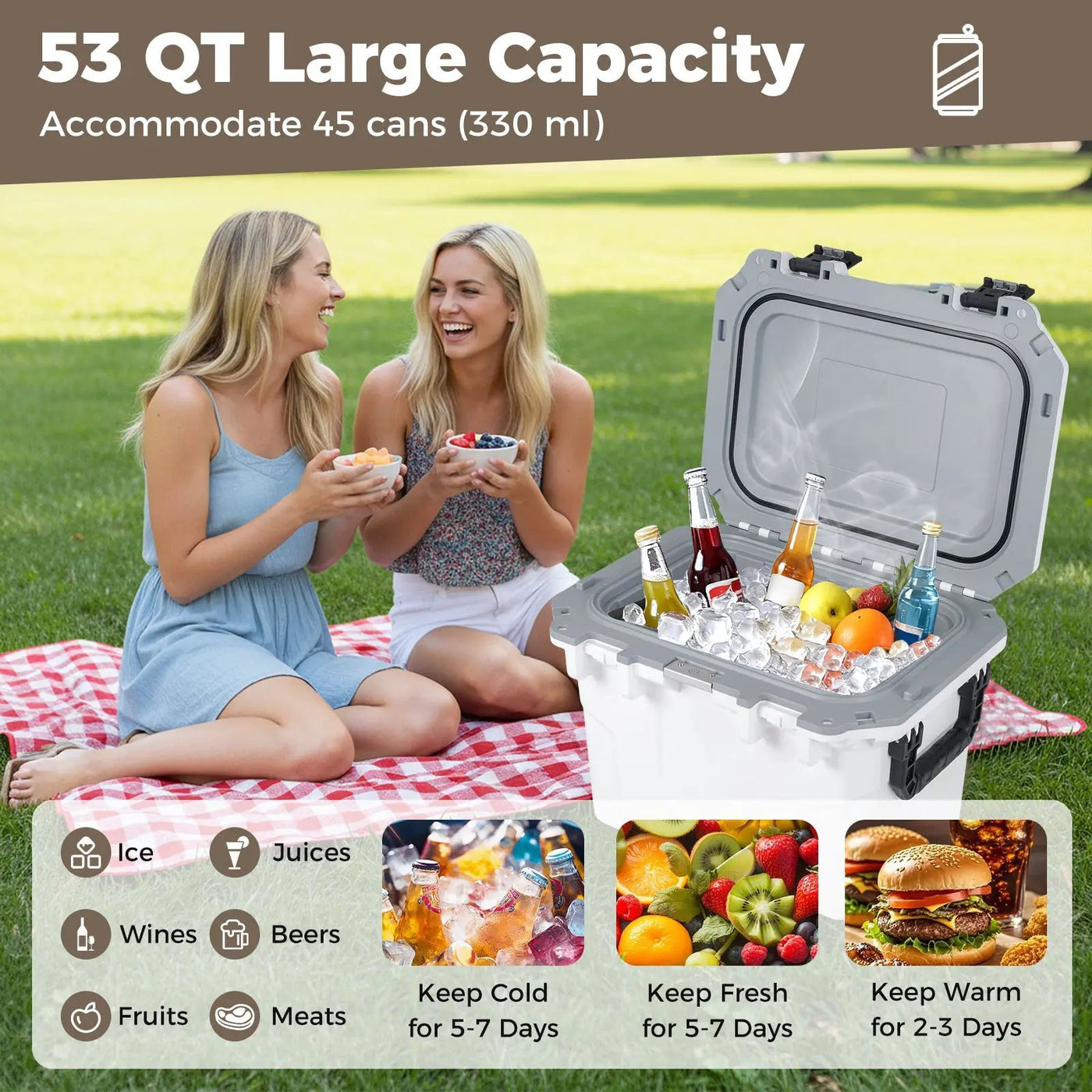 Ultra-Light Injection Molded Cooler 53 QT Hard Ice Chest by DirectDeals