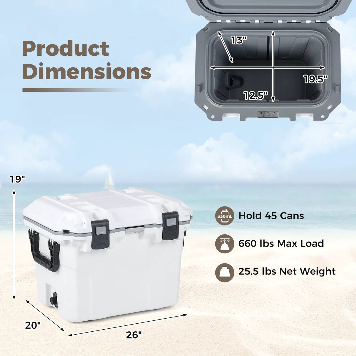Ultra-Light Injection Molded Cooler 53 QT Hard Ice Chest by DirectDeals