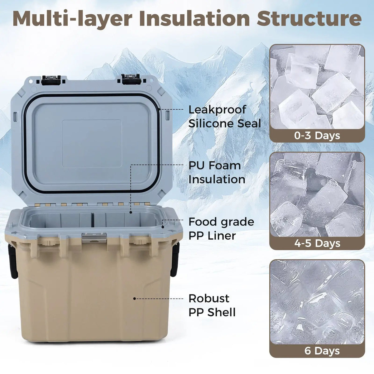 Ultra-Light Injection Molded Cooler 53 QT Hard Ice Chest by DirectDeals