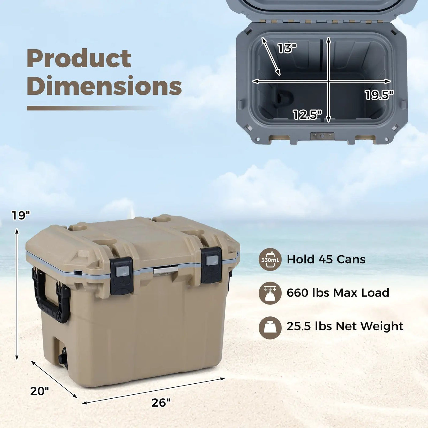 Ultra-Light Injection Molded Cooler 53 QT Hard Ice Chest by DirectDeals