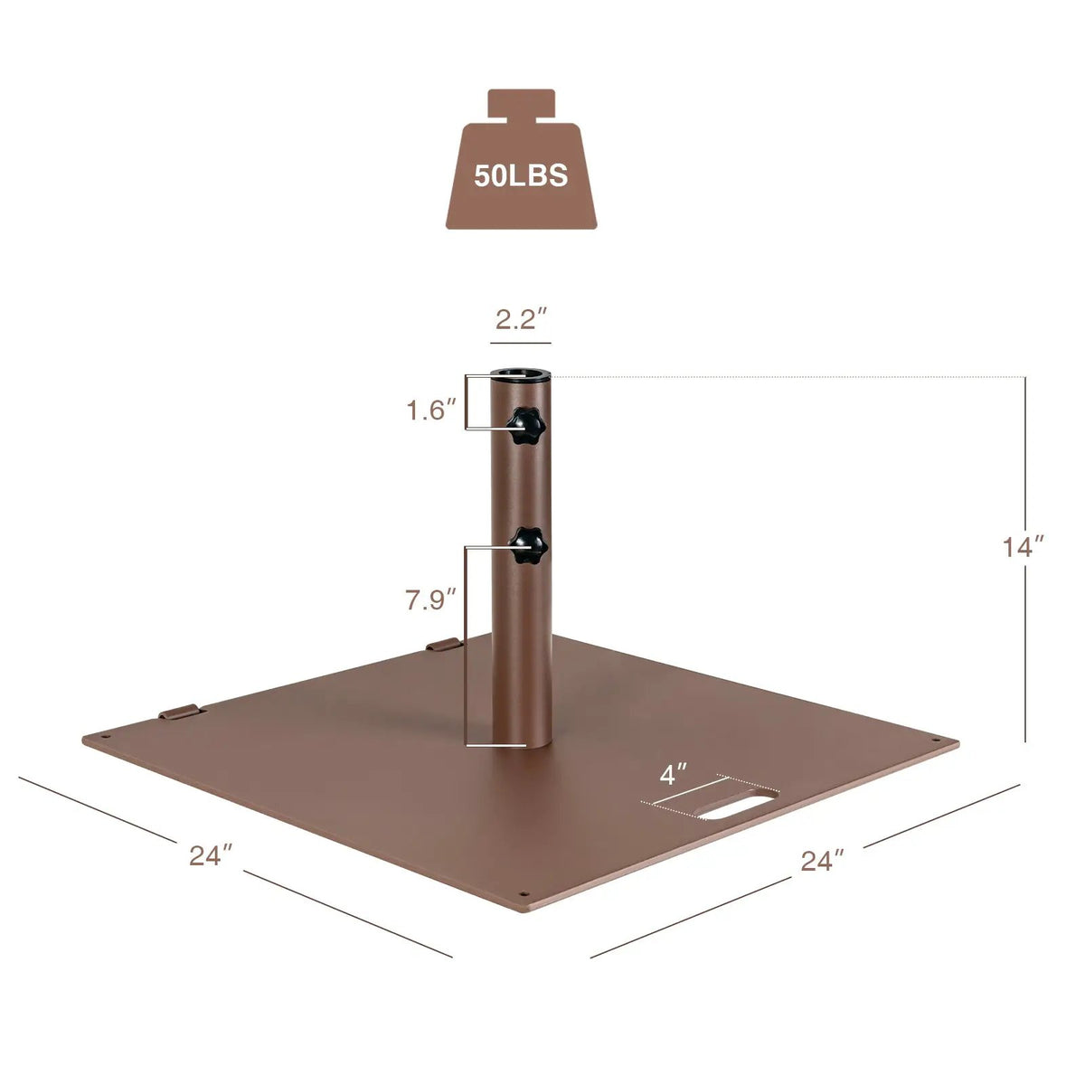 24 Inch Square Patio Umbrella Base 50 LBS Weighted by DirectDeals